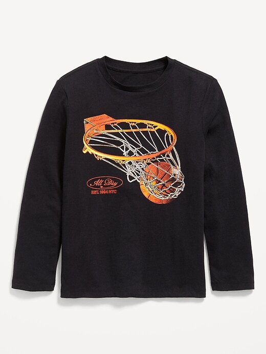 thumbnail image 2 of GAP Boys' Long Sleeve Logo T-Shirt - 100% Cotton Crew Neck Tee - Straight Fit Casual Shirt 2 of 12