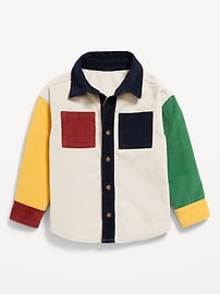 Image number 1 showing, Long-Sleeve Color-Block Pocket Shirt for Toddler Boys