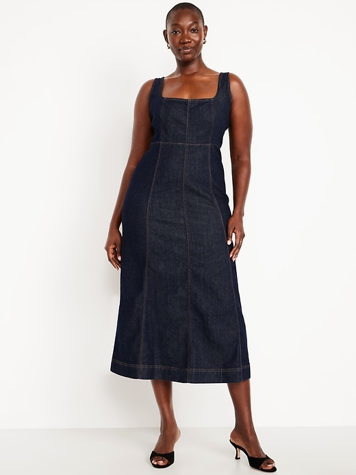 Image number 3 showing, Fit & Flare Sleeveless Denim Midi Dress