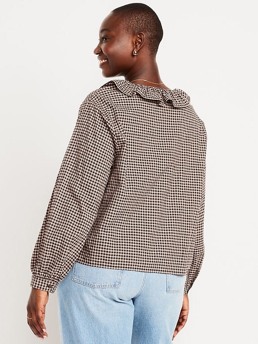 Image number 6 showing, Button-Down Plaid Ruffle Shirt