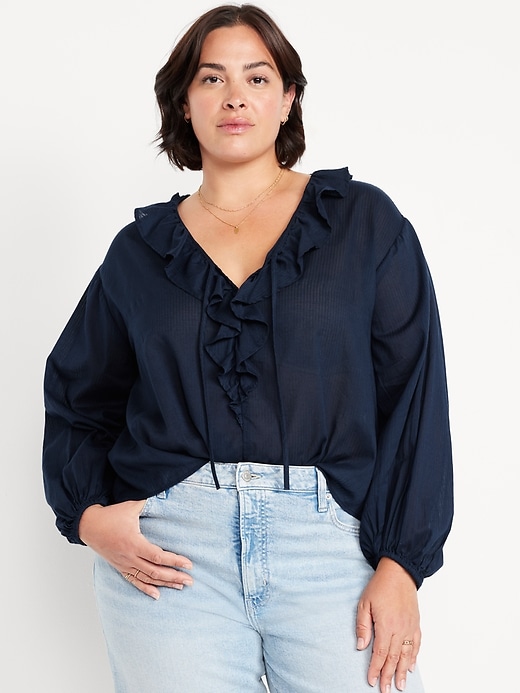 Image number 5 showing, Tie-Front Ruffle Top