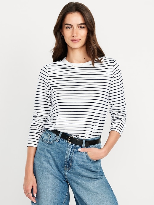 Snug Long-Sleeve Boat-Neck T-Shirt