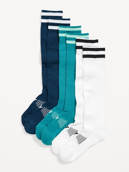 Image number 1 showing, Knee High Go-Dry Soccer Socks 3-Pack for Boys