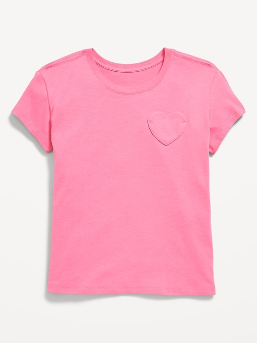Image number 1 showing, Softest Short-Sleeve Heart-Pocket T-Shirt for Girls