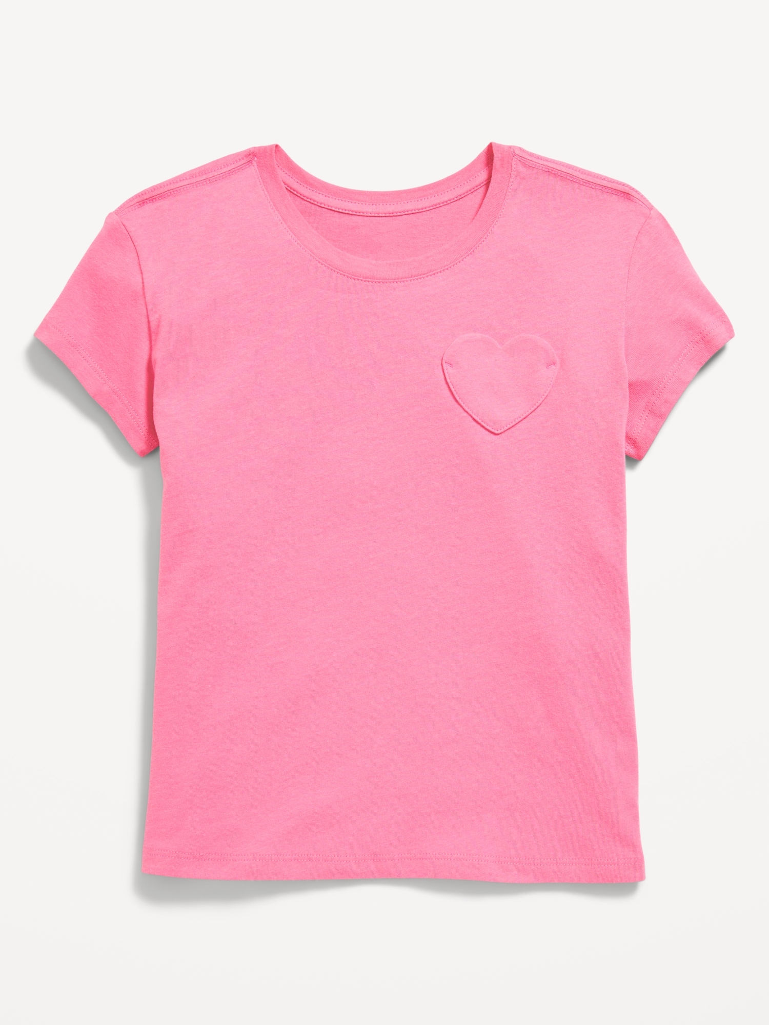 Softest Short-Sleeve Heart-Pocket T-Shirt for Girls