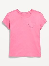 Image number 1 showing, Softest Short-Sleeve Heart-Pocket T-Shirt for Girls
