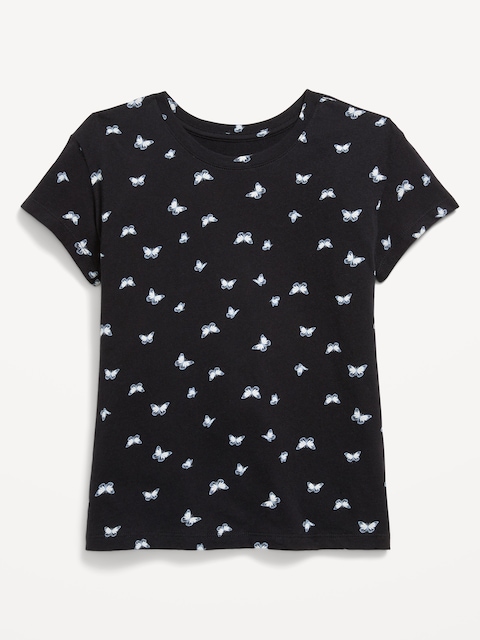 Softest Printed Short-Sleeve T-Shirt for Girls - Butterflies