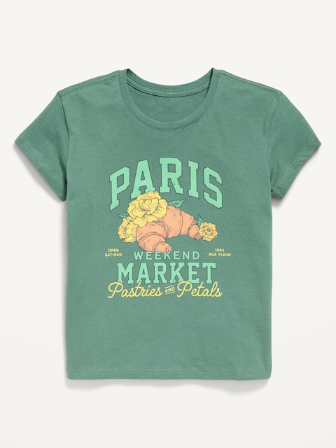 Short-Sleeve Graphic T-Shirt for Girls - Silver Fern