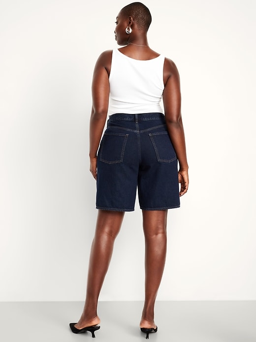 Image number 5 showing, Mid-Rise Baggy Jean Bermuda Shorts -- 9-inch inseam