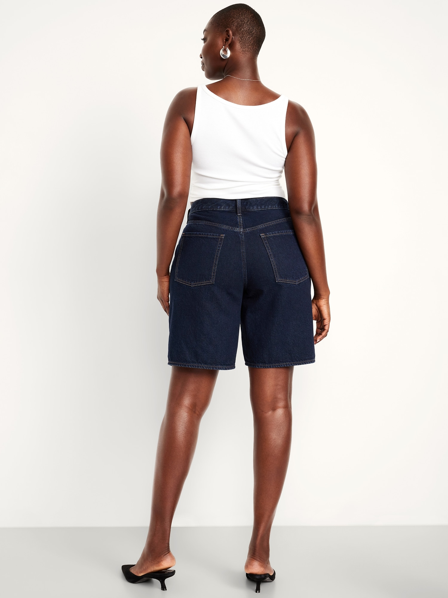 Mid-Rise Baggy Jean Bermuda Shorts -- 9-inch inseam | Old Navy
