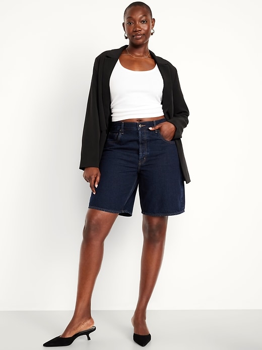 Image number 4 showing, Mid-Rise Baggy Jean Bermuda Shorts -- 9-inch inseam