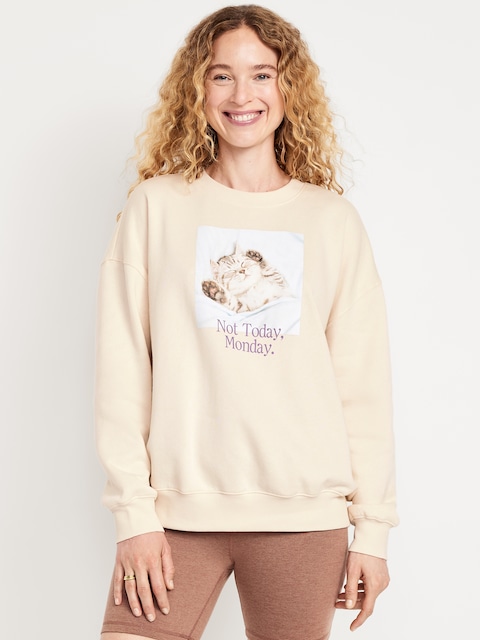 SoComfy Oversized Graphic Sweatshirt - Not Today, Monday (Kitten)
