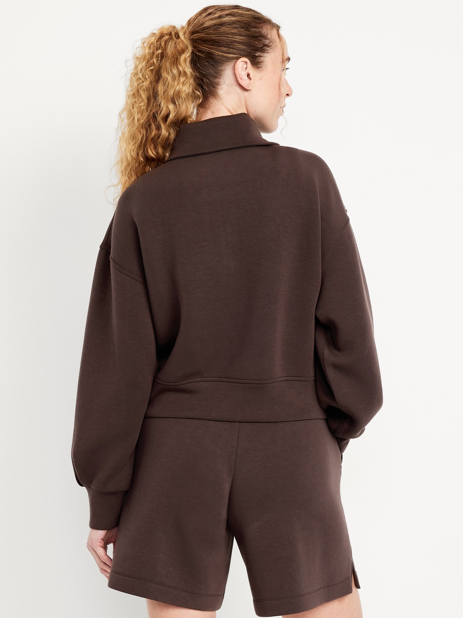 Женские толстовки Old Navy Bounce Fleece Half-Zip Pullover, цвет: Чёрный кофейный — фото 2