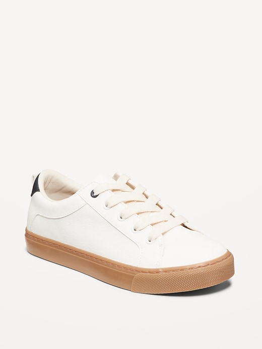 Image number 1 showing, Faux-Leather Gender-Neutral Lace-Up Sneakers for Kids