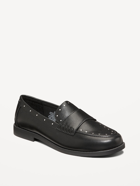 Faux-Leather Loafer - Black Studded