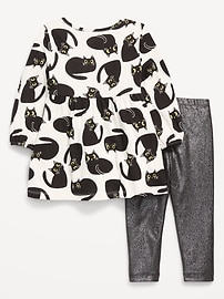 Image number 2 showing, Long-Sleeve Dress and Leggings Set for Toddler Girls