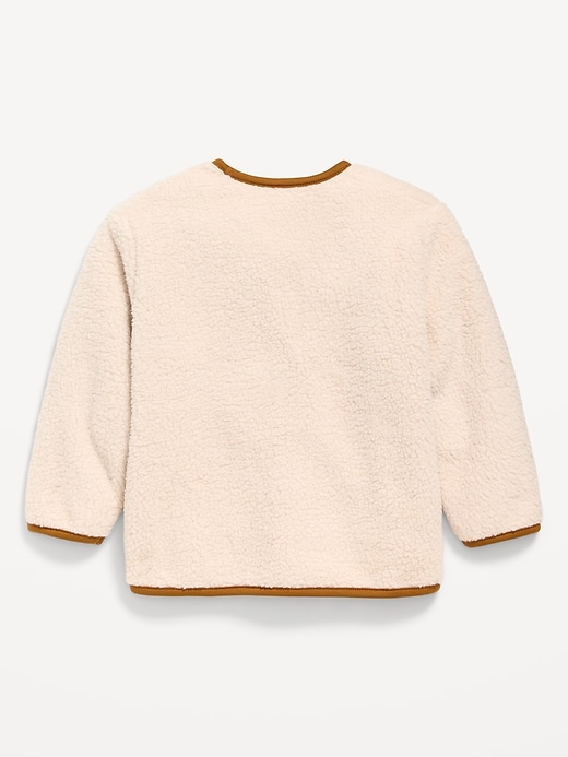 Image number 2 showing, Collarless Zip-Front Sherpa Jacket for Toddler Boys