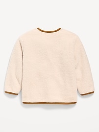 Image number 2 showing, Collarless Zip-Front Sherpa Jacket for Toddler Boys
