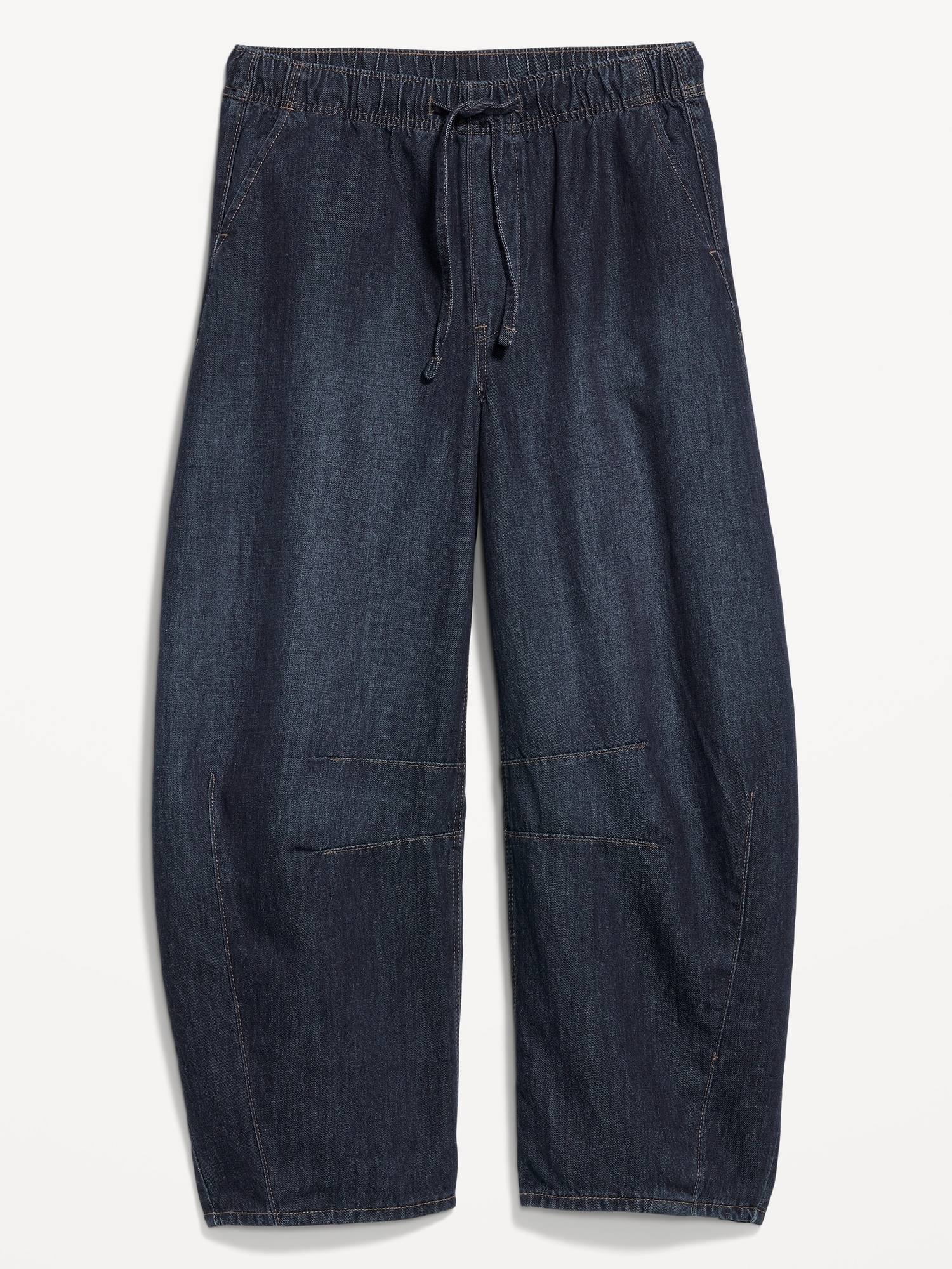 High-Waisted Pull-On Barrel Jeans