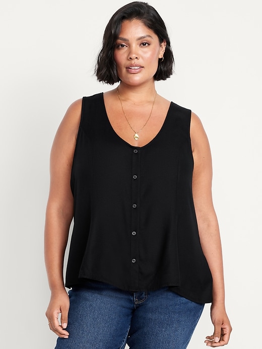 Image number 5 showing, Button-Down Crepe Swing Top