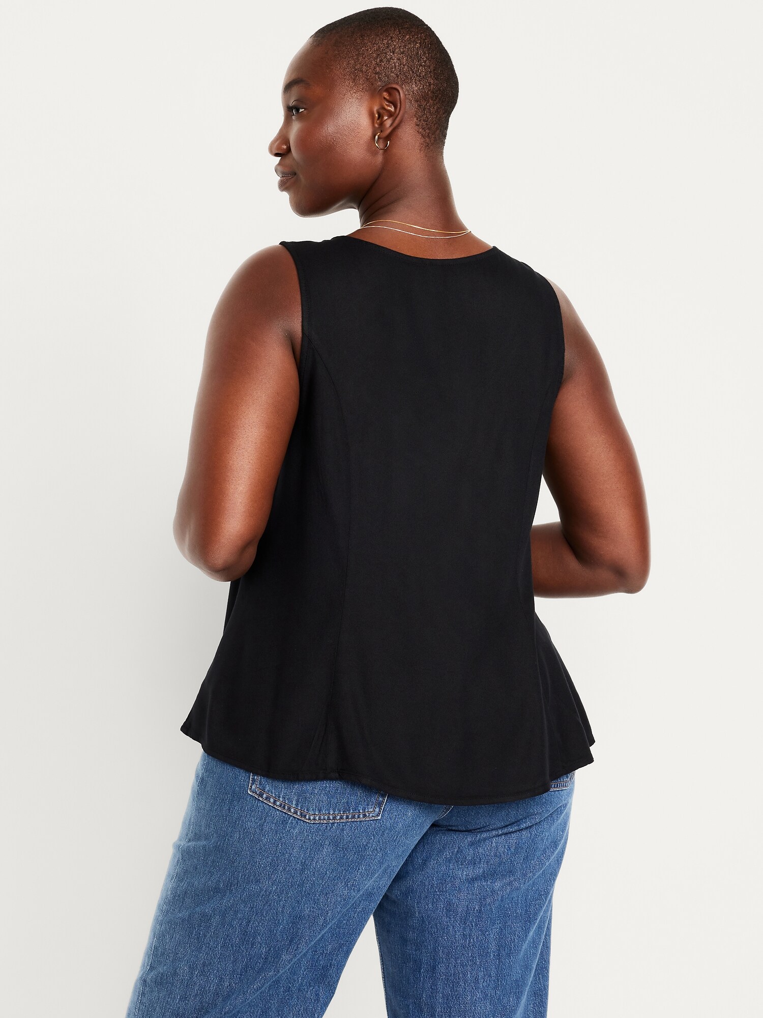 Женский топ Old Navy Button-Down Crepe Swing Top, цвет: Чёрный — фото 4