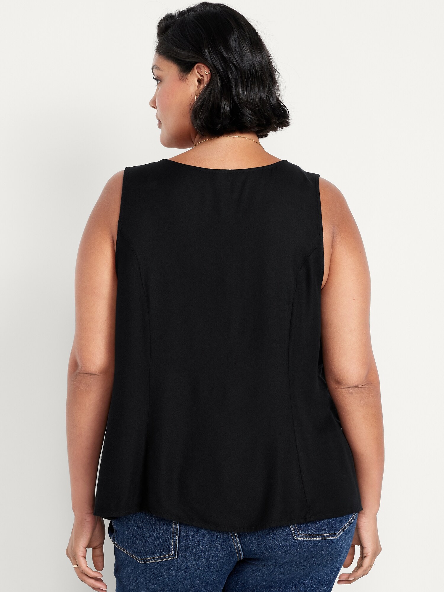 Женский топ Old Navy Button-Down Crepe Swing Top, цвет: Чёрный — фото 6