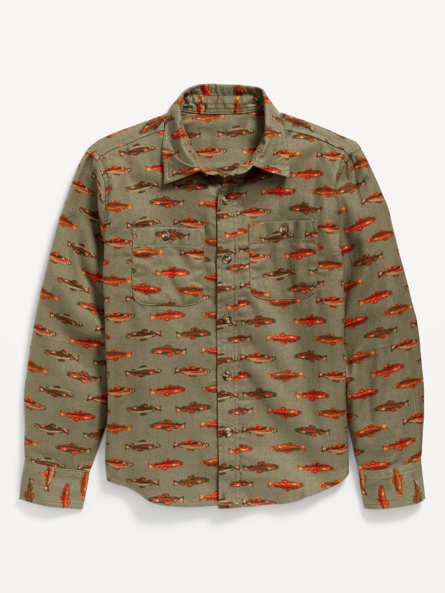 Printed Long-Sleeve Flannel Pocket Shirt for Boys