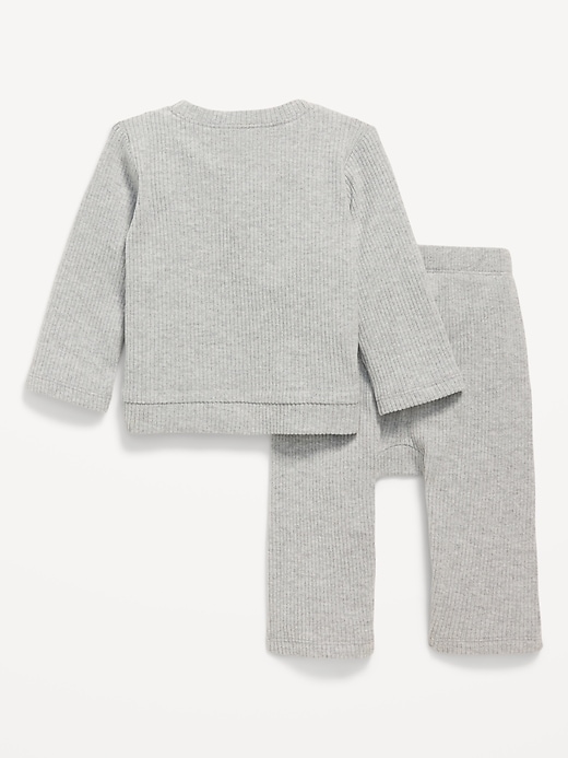 Image number 2 showing, Long-Sleeve Ribbed Pocket T-Shirt and Pants Set for Baby