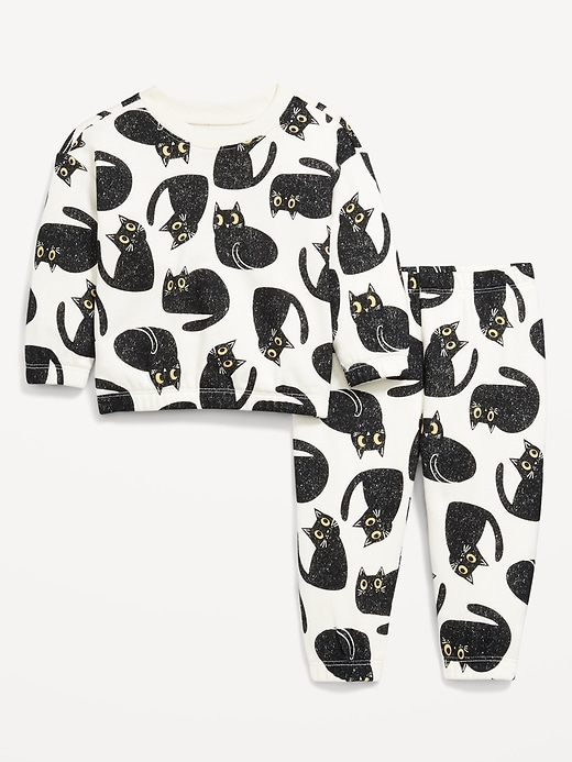 Image number 1 showing, Printed French Terry Sweatshirt and Pants Set for Baby