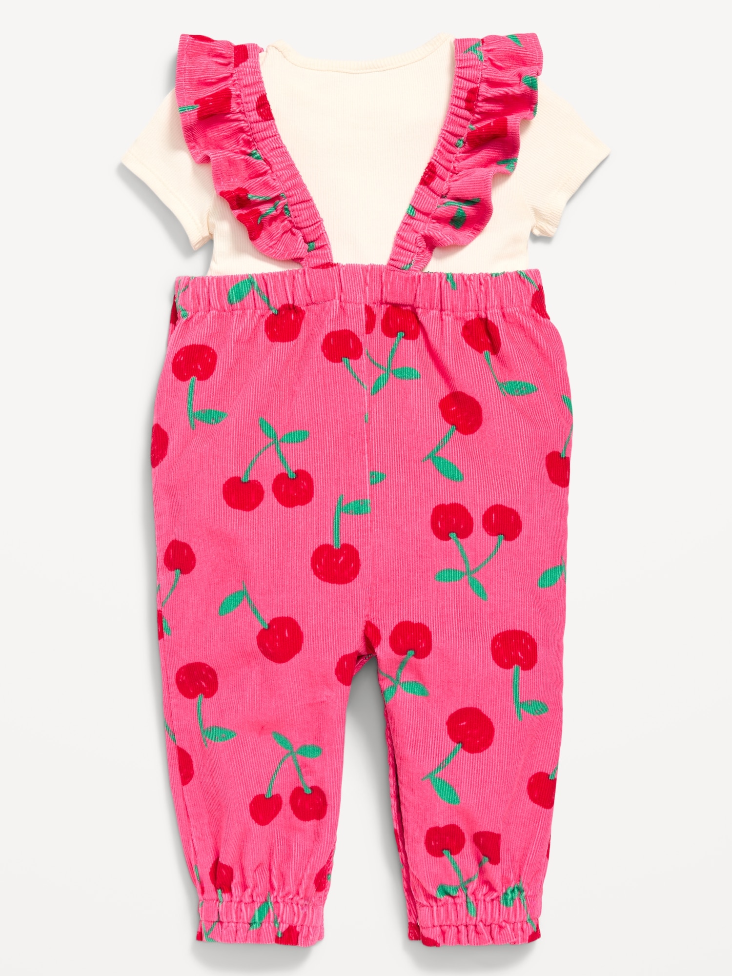 Short-Sleeve Ribbed T-Shirt and Corduroy Jumpsuit Set for Baby
