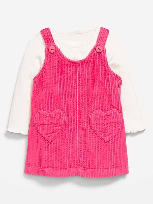 Image number 1 showing, Long-Sleeve Ribbed T-Shirt and Corduroy Dress Set for Baby