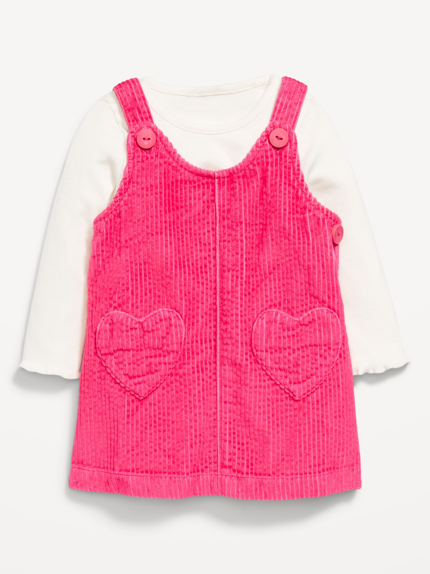 Long-Sleeve Ribbed T-Shirt and Corduroy Dress Set for Baby