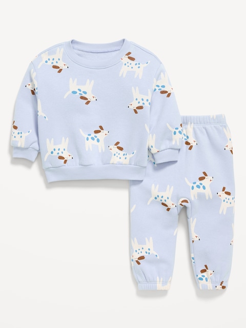 Printed Henley Sweatshirt and Sweatpants Set for Baby