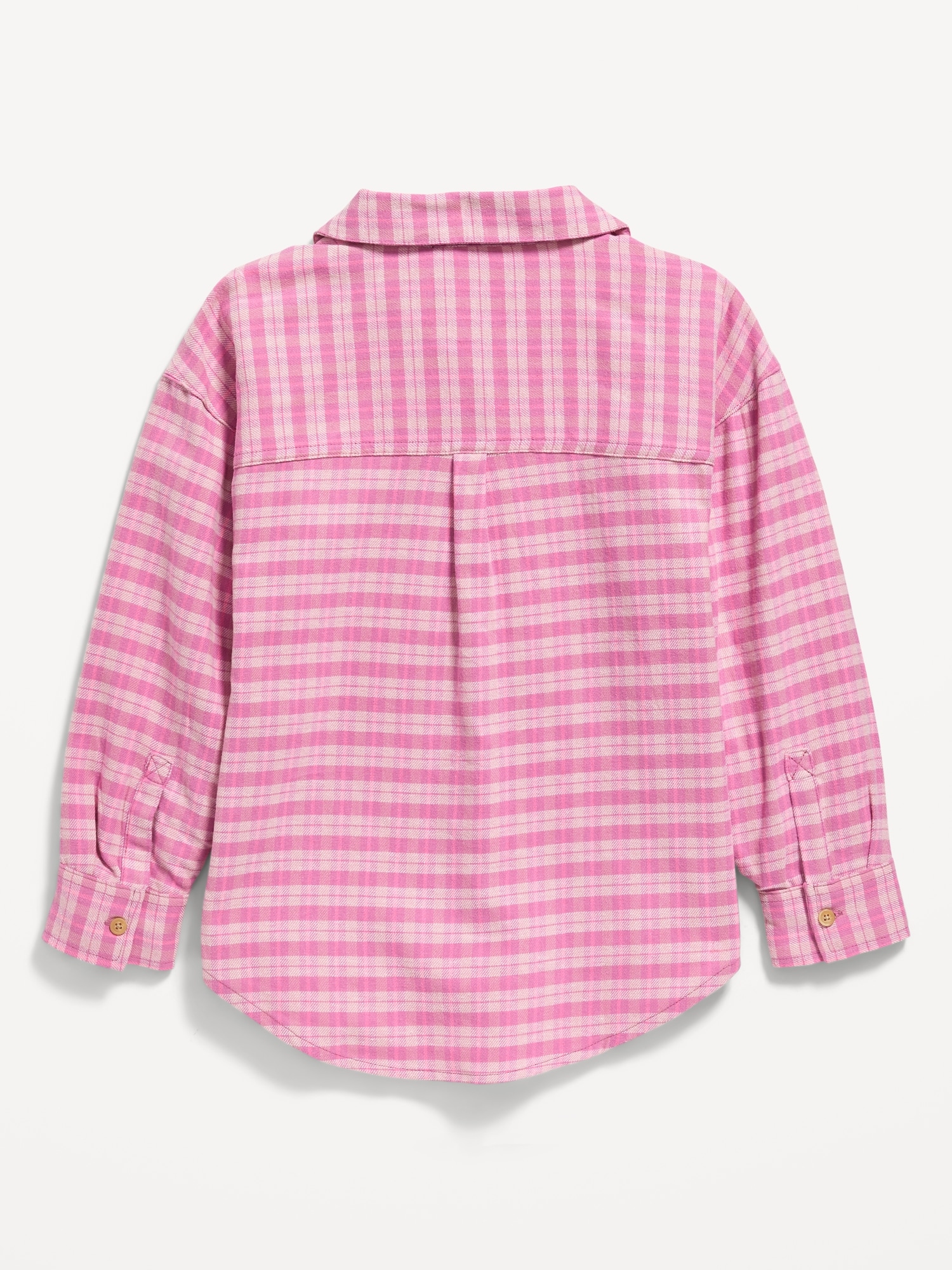 Oversized Long-Sleeve Plaid Flannel Shirt for Girls