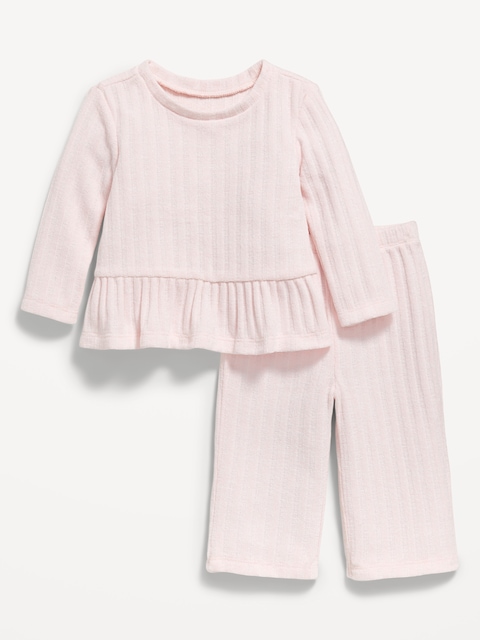 Cozy Long-Sleeve Sweater and Pants Set for Baby - Blush On You