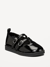 Image number 1 showing, Shiny Faux-Leather Double-Buckle Mary Jane Shoes for Toddler Girls