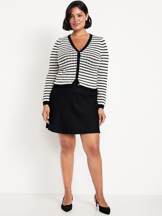 Image number 7 showing, High-Waisted Crepe Flounce Mini Skirt