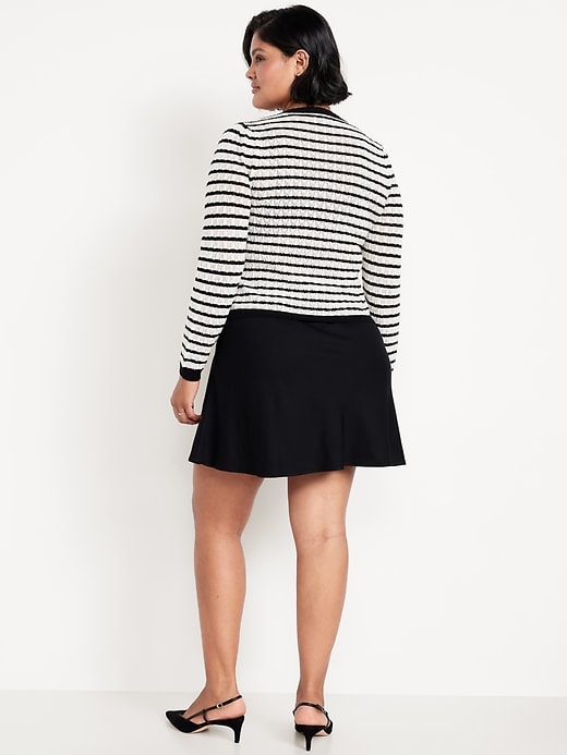 Image number 8 showing, High-Waisted Crepe Flounce Mini Skirt