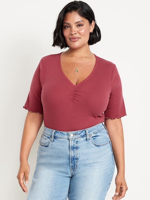 Image number 6 showing, Ruffle-Trim Ribbed Top
