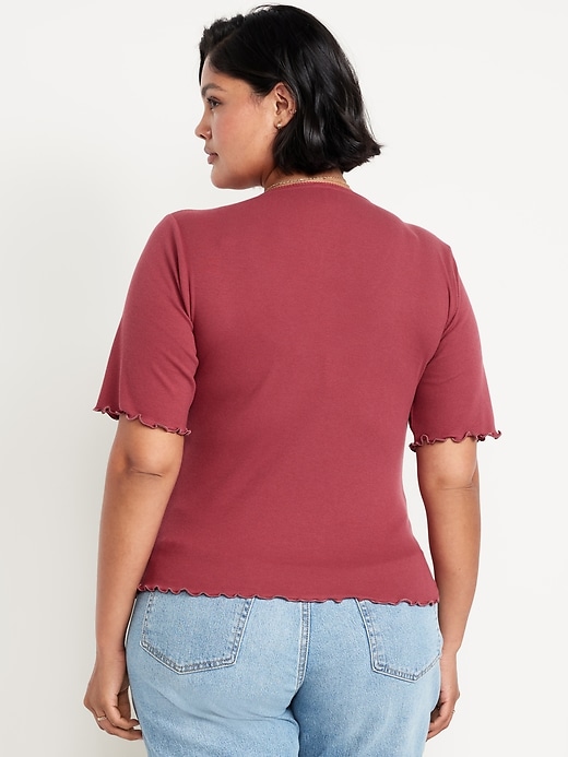 Image number 7 showing, Ruffle-Trim Ribbed Top