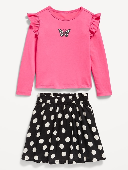 Image number 3 showing, Long-Sleeve Ruffle T-Shirt and Skirt Set for Toddler Girls