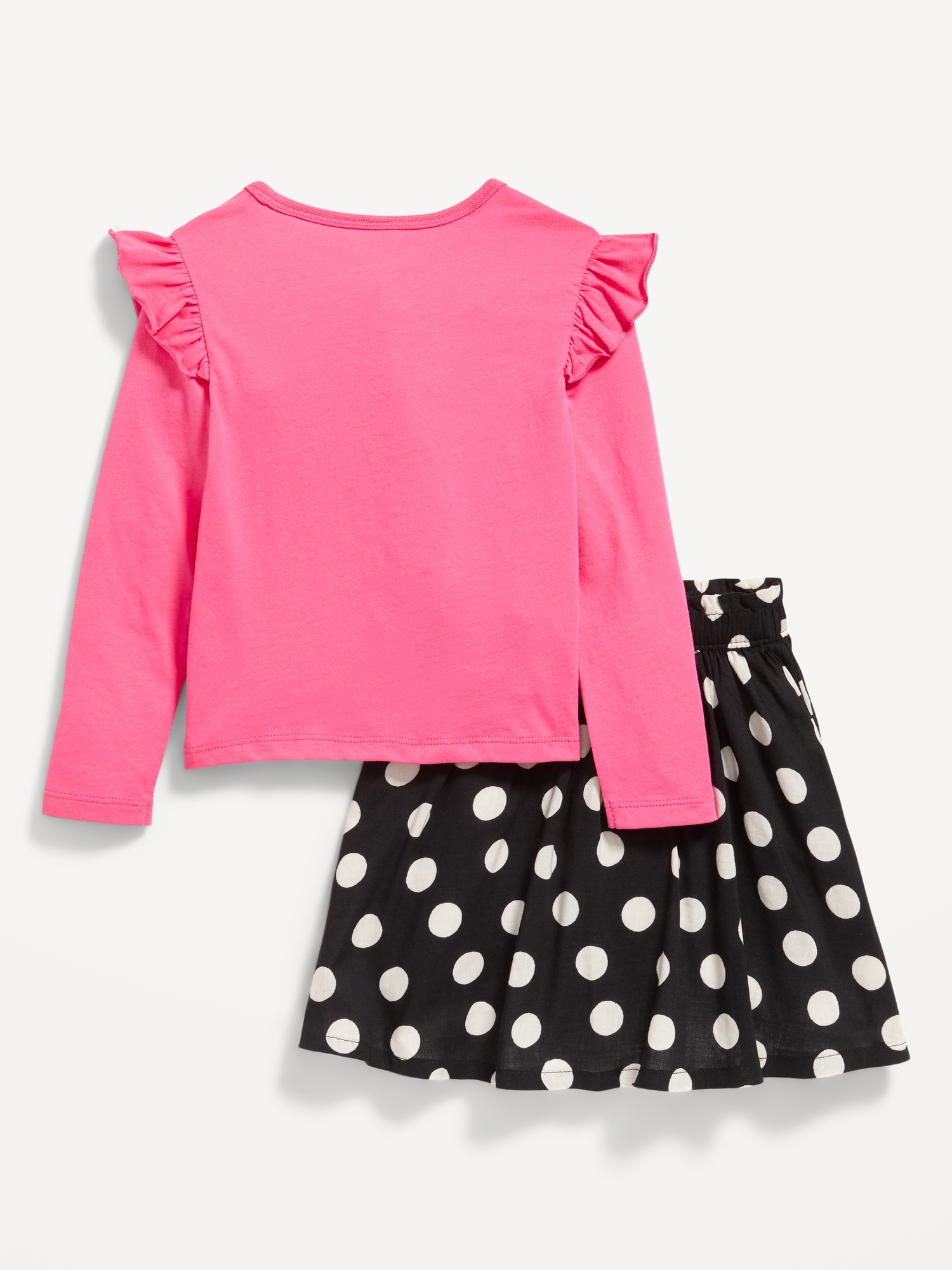 Long-Sleeve Ruffle T-Shirt and Skirt Set for Toddler Girls