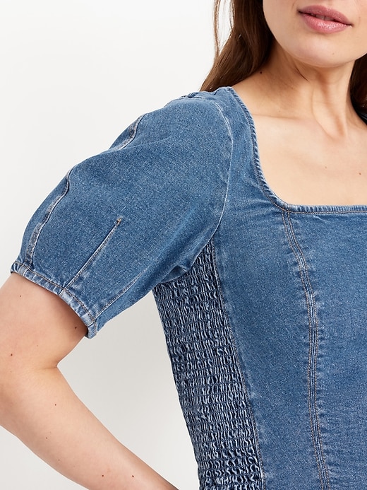 Image number 4 showing, Square-Neck Denim Cropped Top