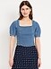 Square-Neck Denim Cropped Top - image 2