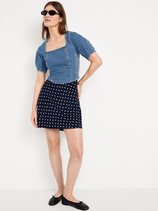 Image number 3 showing, Square-Neck Denim Cropped Top