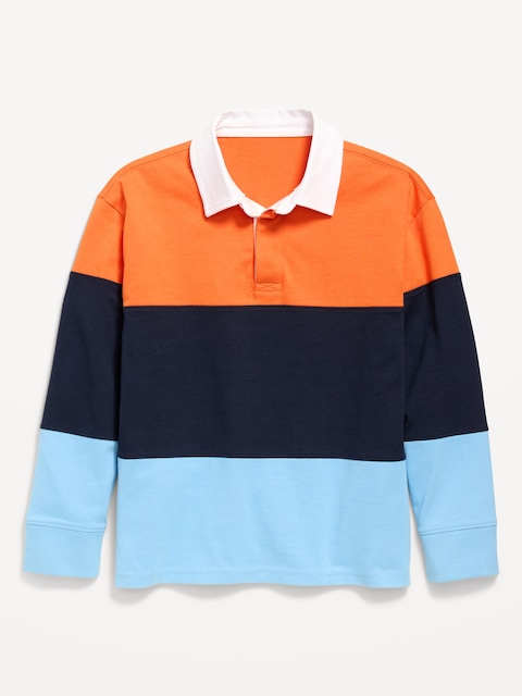 Long-Sleeve Rugby Polo Shirt for Boys - Cirrus Sunset