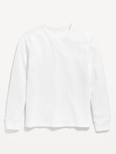 Long-Sleeve Waffle-Knit T-Shirt for Boys - White Lilies