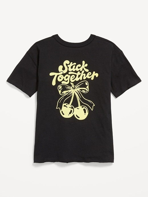 Image number 2 showing, Oversized Short-Sleeve Graphic Raw-Edge T-Shirt for Girls