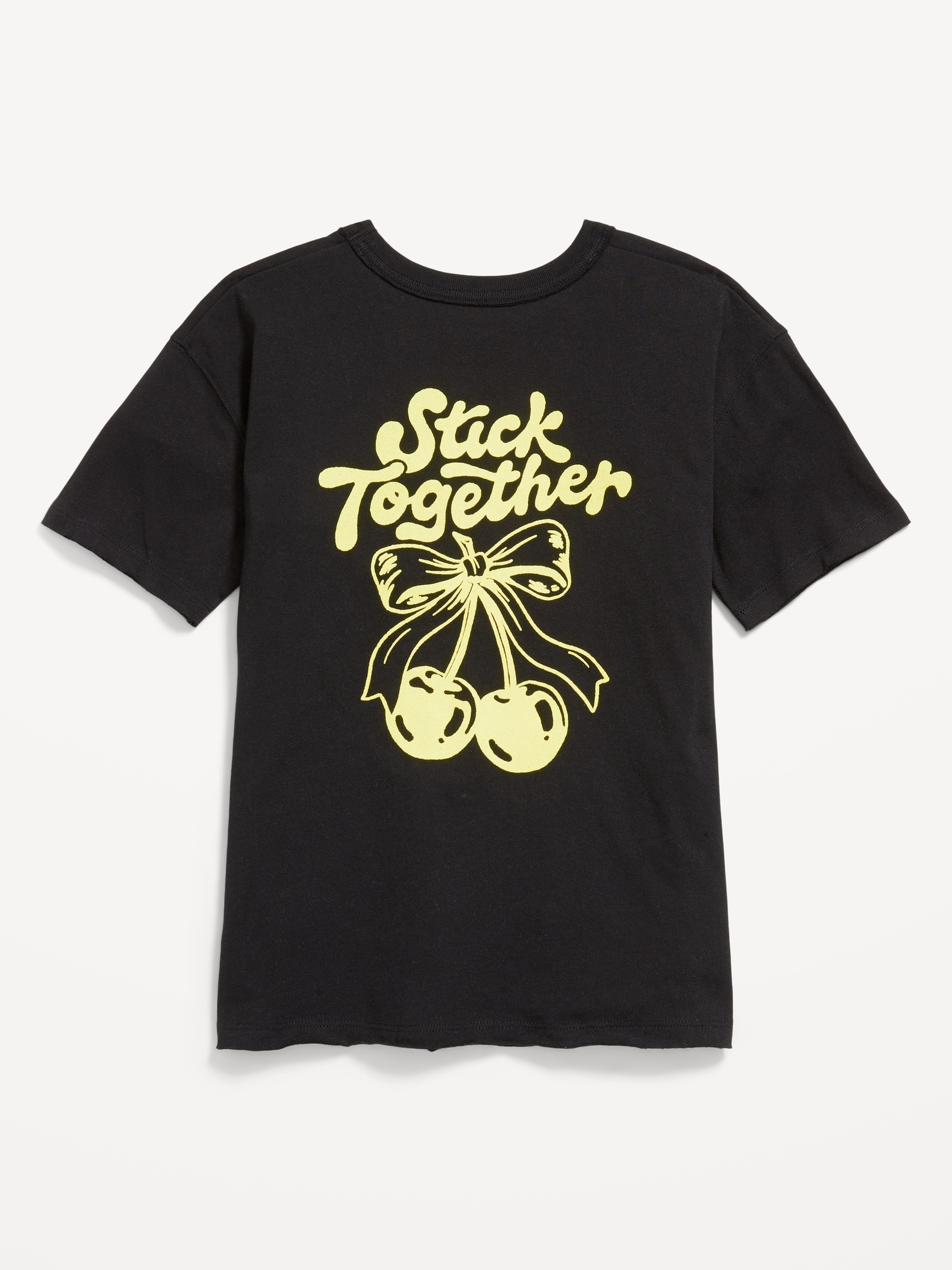 Oversized Short-Sleeve Graphic Raw-Edge T-Shirt for Girls