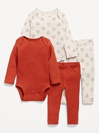 Image number 1 showing, Printed Bodysuit and Leggings 4-Piece for Baby